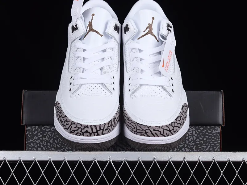 All categories Air Jordan Jordan series basketball shoes Air Jordan 3 Air Jordan 3 "Mocha" AJ3 Joe 3 Mocha white coffee burst pattern replica basketball shoes 136064-122